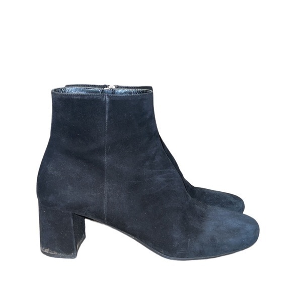 Prada Black Suede Leather Block Heel Rounded Toe‎ Boots Booties Size 9 - Picture 2 of 10